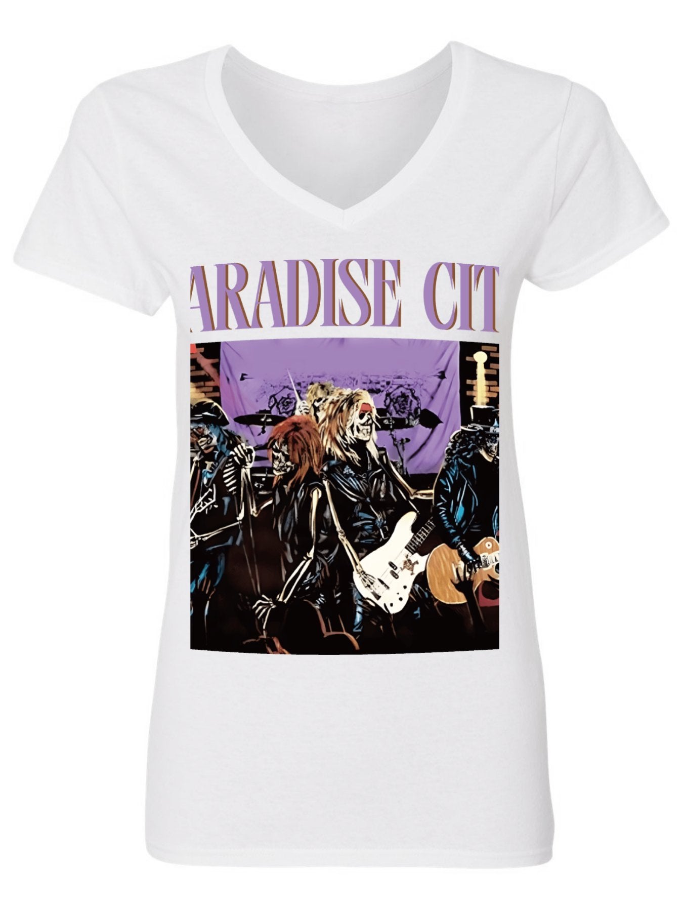 V-neck Women's Cotton T-shirt PARADISE CITY