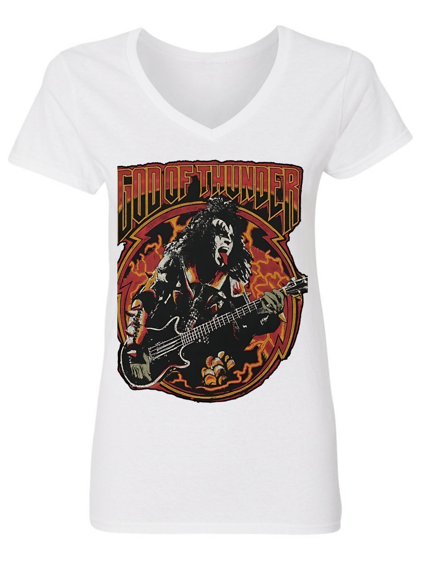 V-neck Women's Cotton T-shirt God of Thunder