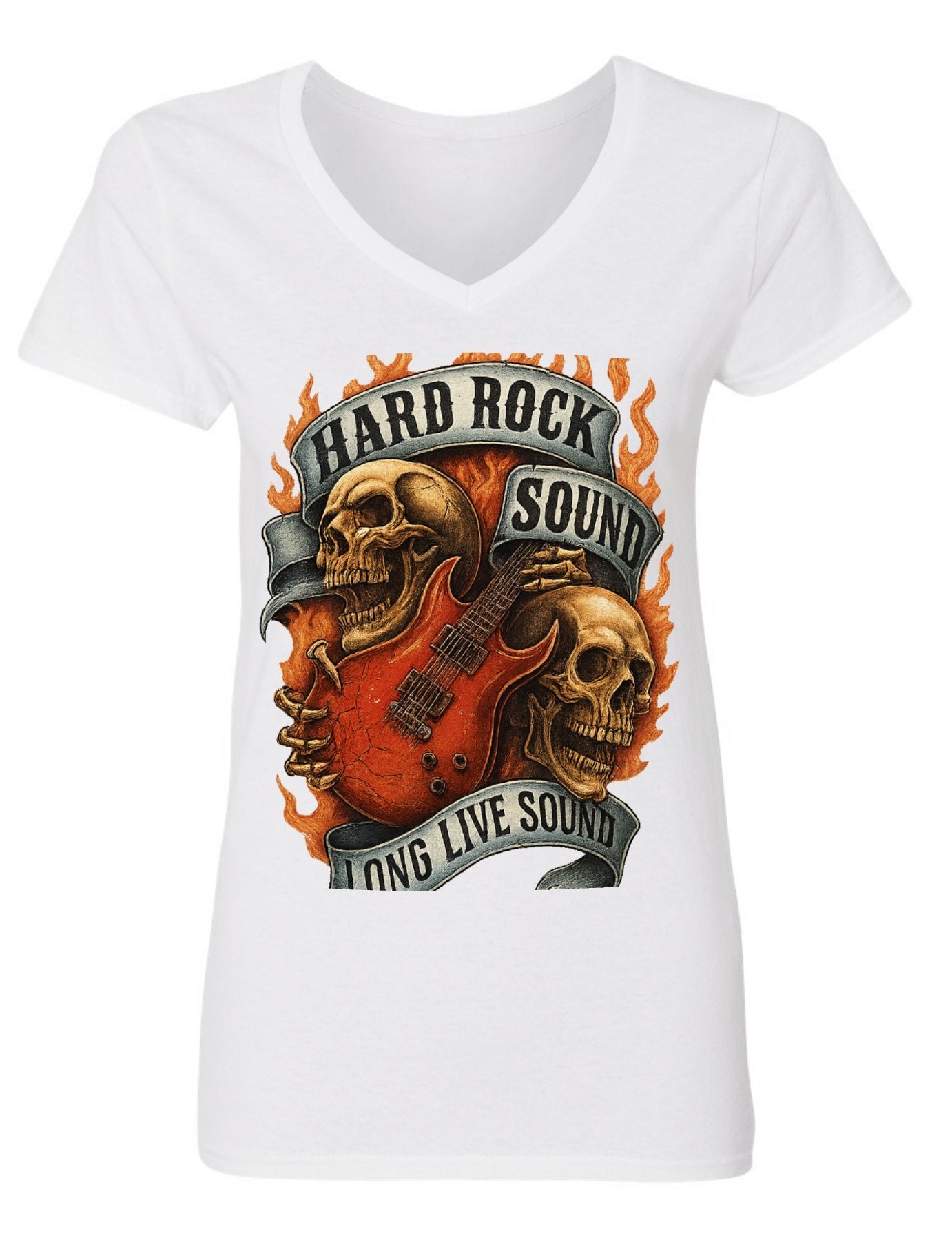 V-neck Women's Cotton T-shirt HARD ROCK SOUND