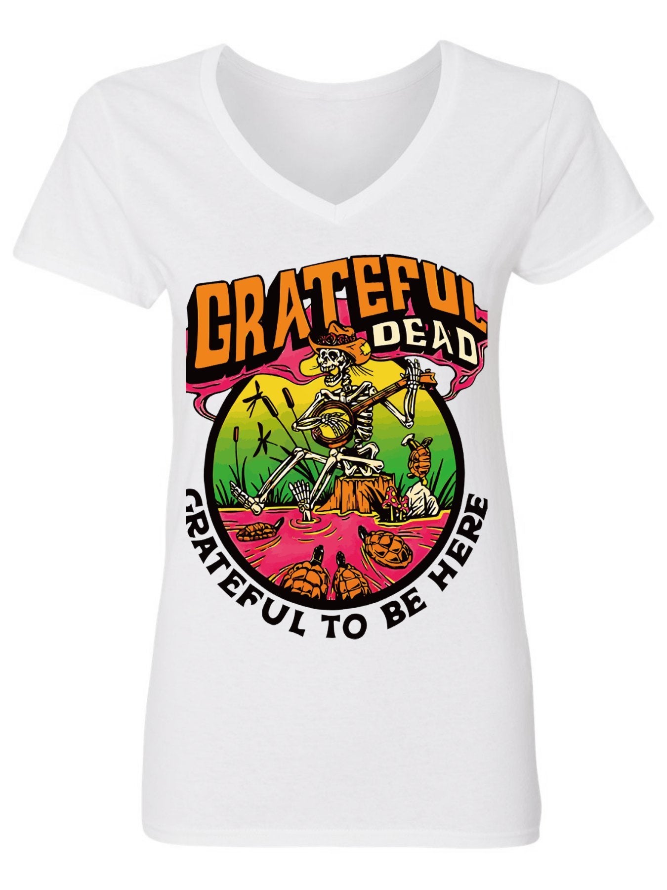V-neck Women's Cotton T-shirt GRATEFUL DEAD