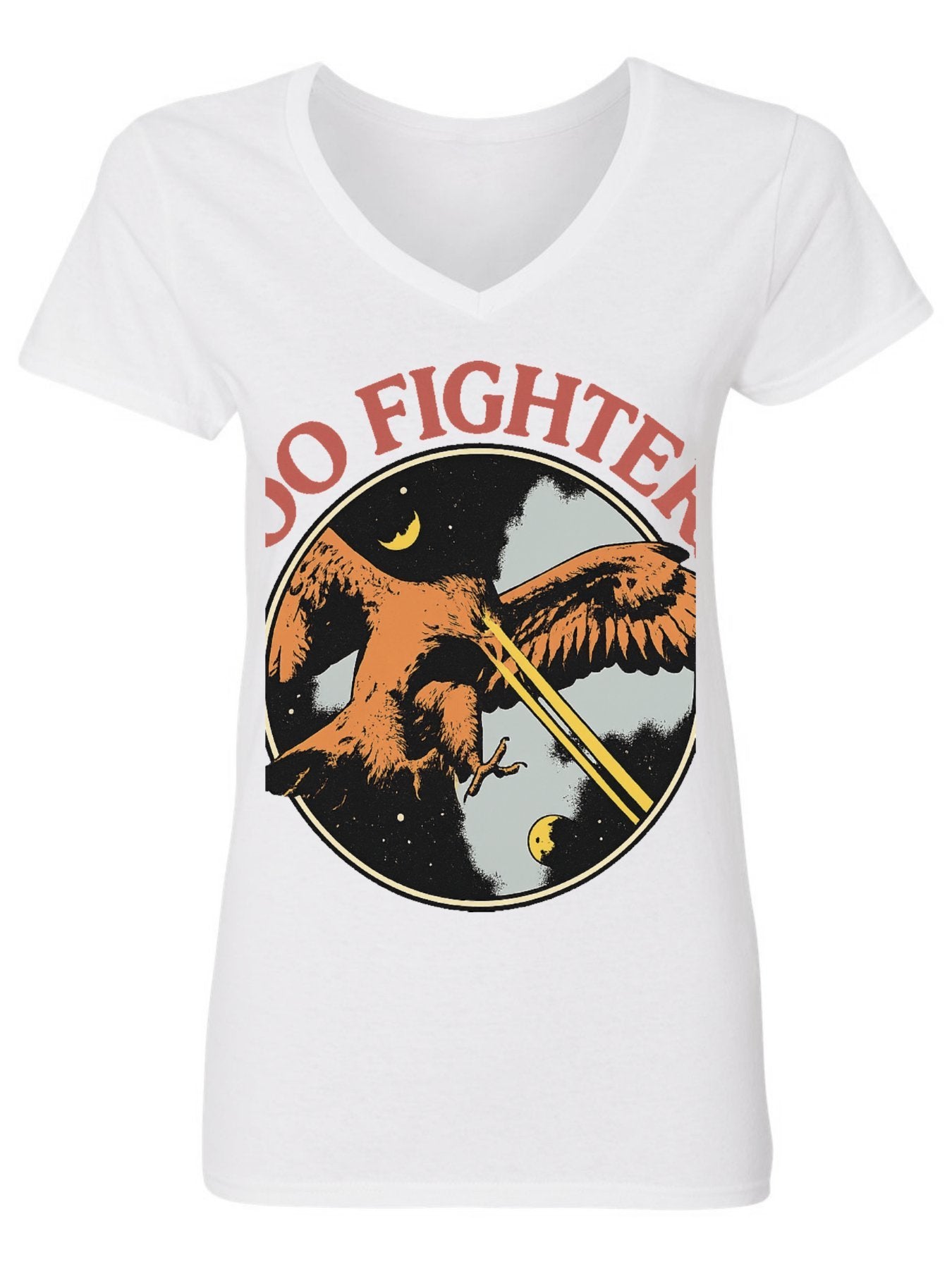 V-neck Women's Cotton T-shirt Foo Fighters