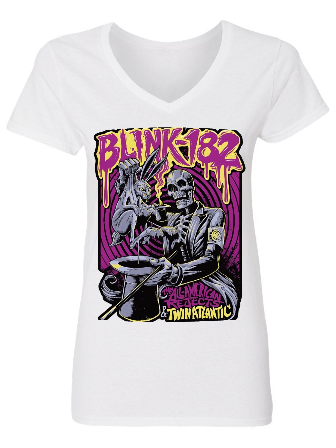 V-neck Women's Cotton T-shirt BLINK-182