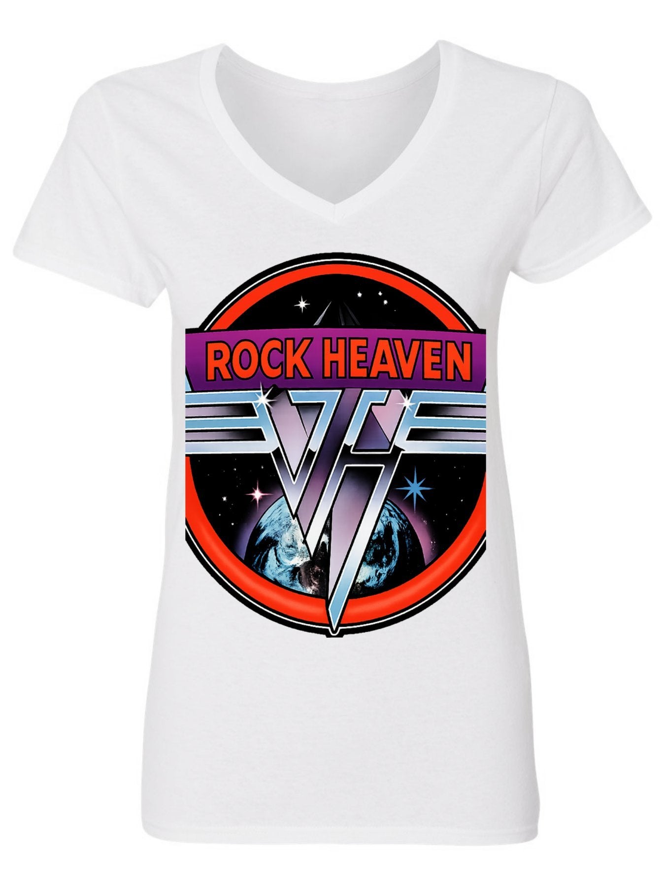 V-neck Women's Cotton T-shirt ROCK HEAVEN
