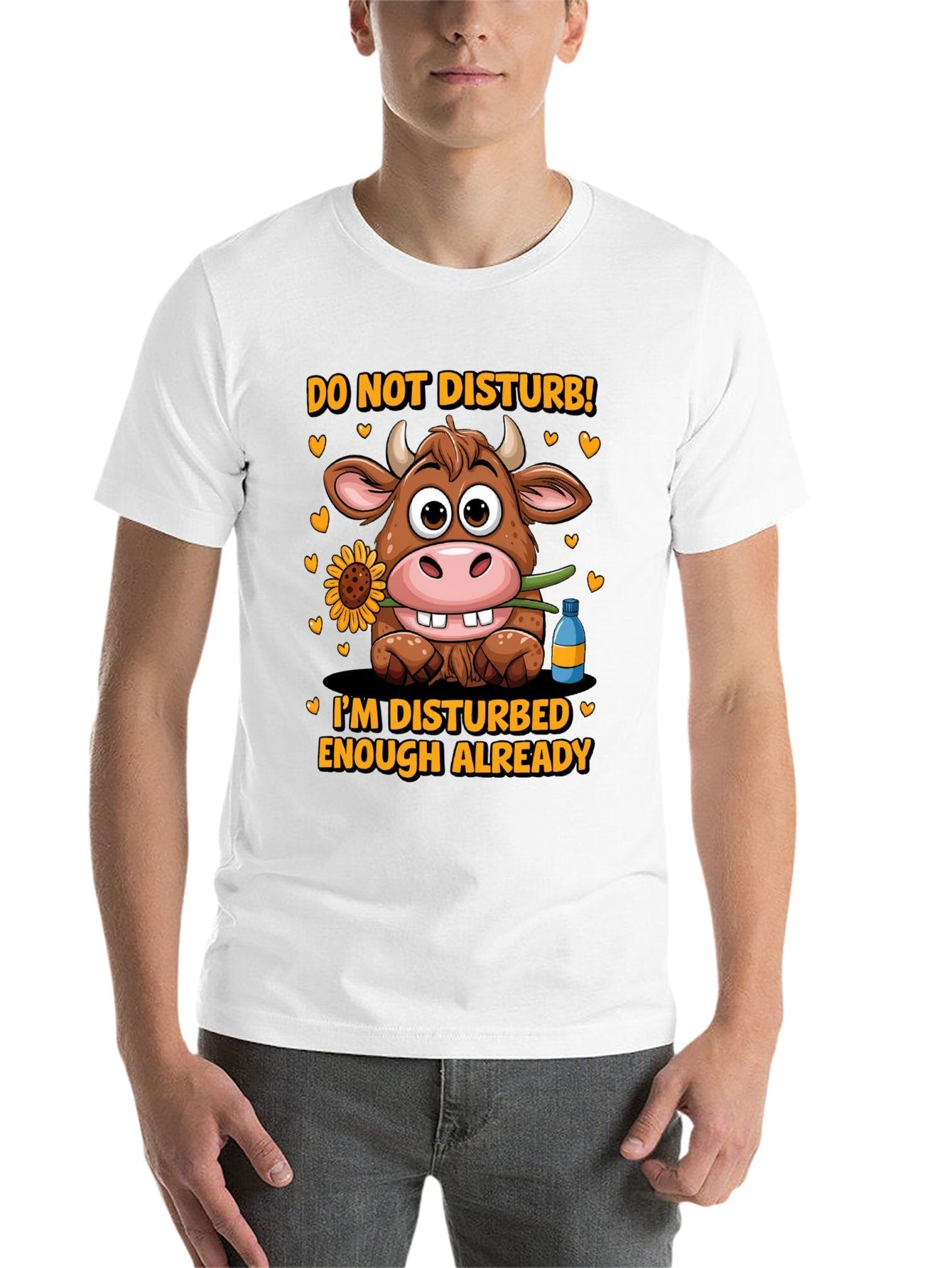Funny Animals Unisex Cotton T-Shirt with Front Heat Transfer Print Xg2wd22hk95d