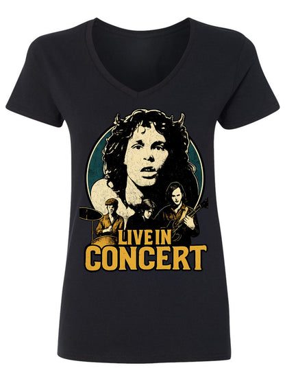 V-neck Women's Cotton T-shirt LIVE IN CONCERT