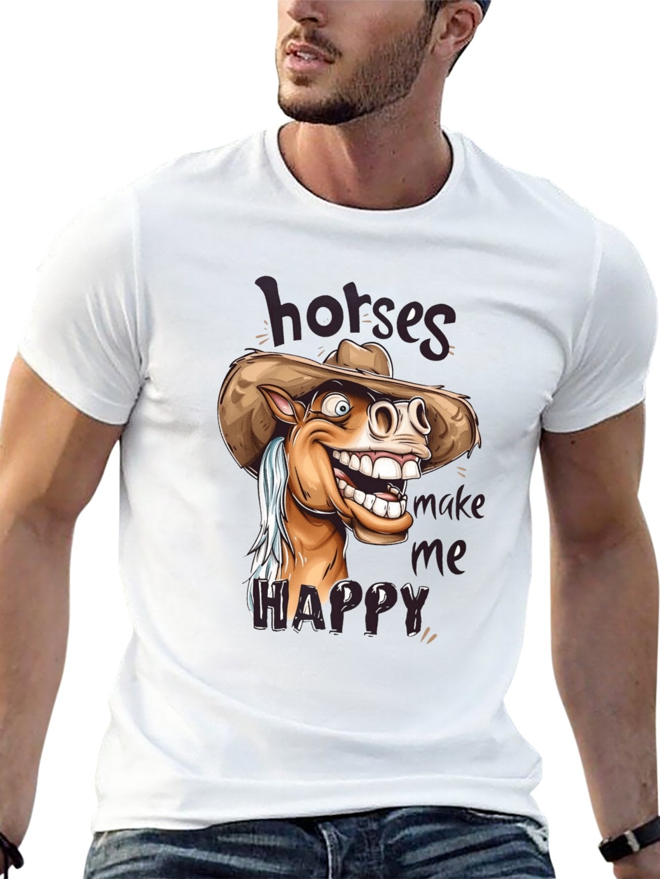 Funny Animals Unisex Cotton T-Shirt with Front Heat Transfer Print Xg2wd2lpy0g1