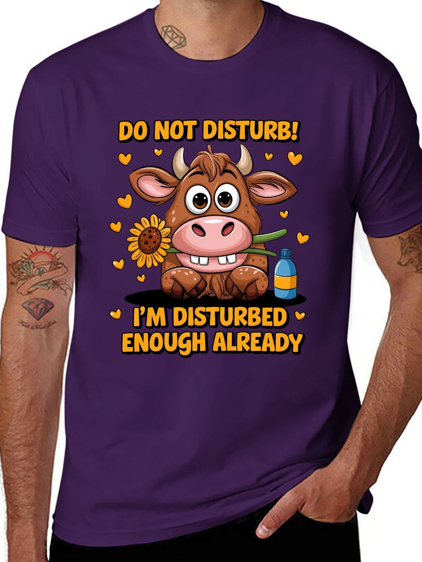 Funny Animals Unisex Cotton T-Shirt with Front Heat Transfer Print Xg2wd22hk95d