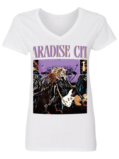 V-neck Women's Cotton T-shirt PARADISE CITY