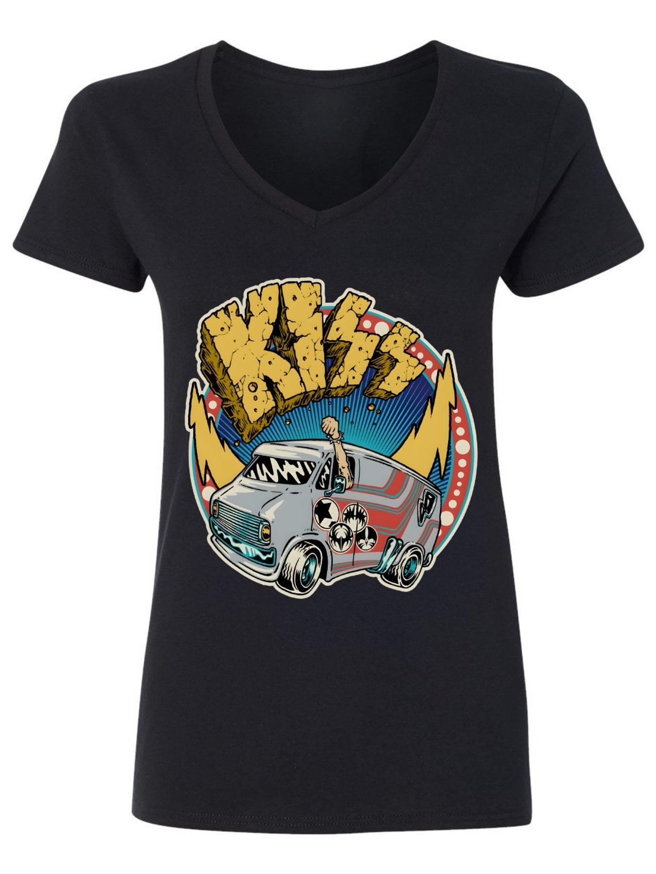 V-neck Women's Cotton T-shirt KISS