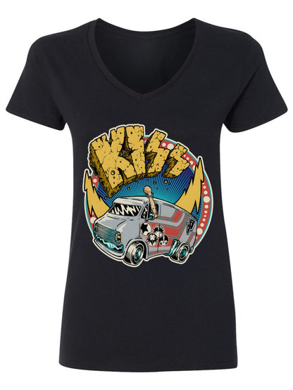 V-neck Women's Cotton T-shirt KISS