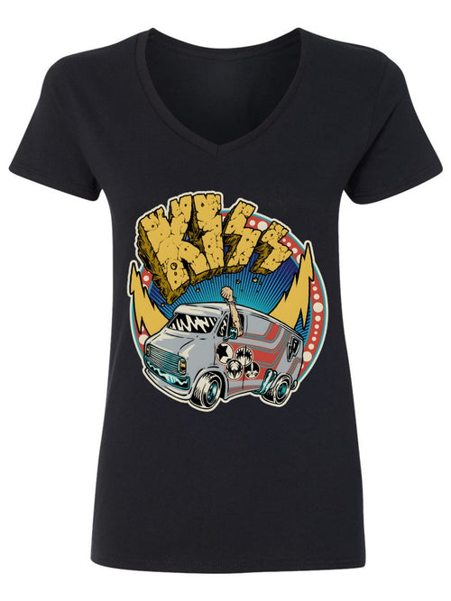 V-neck Women's Cotton T-shirt KISS