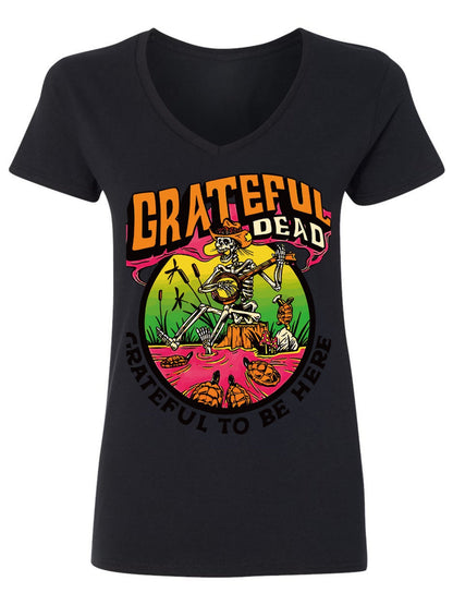 V-neck Women's Cotton T-shirt GRATEFUL DEAD