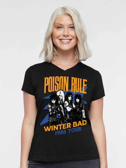 V-neck Women's Cotton T-shirt POISON RULE