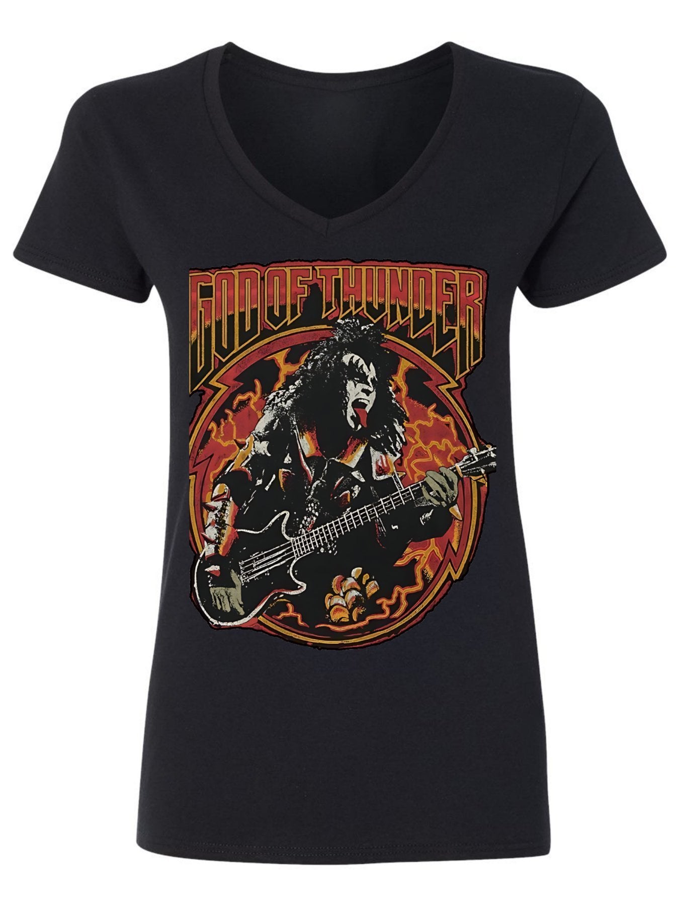 V-neck Women's Cotton T-shirt God of Thunder