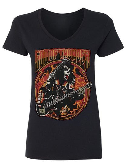V-neck Women's Cotton T-shirt God of Thunder