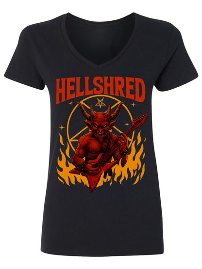 V-neck Women's Cotton T-shirt HELL SHRED