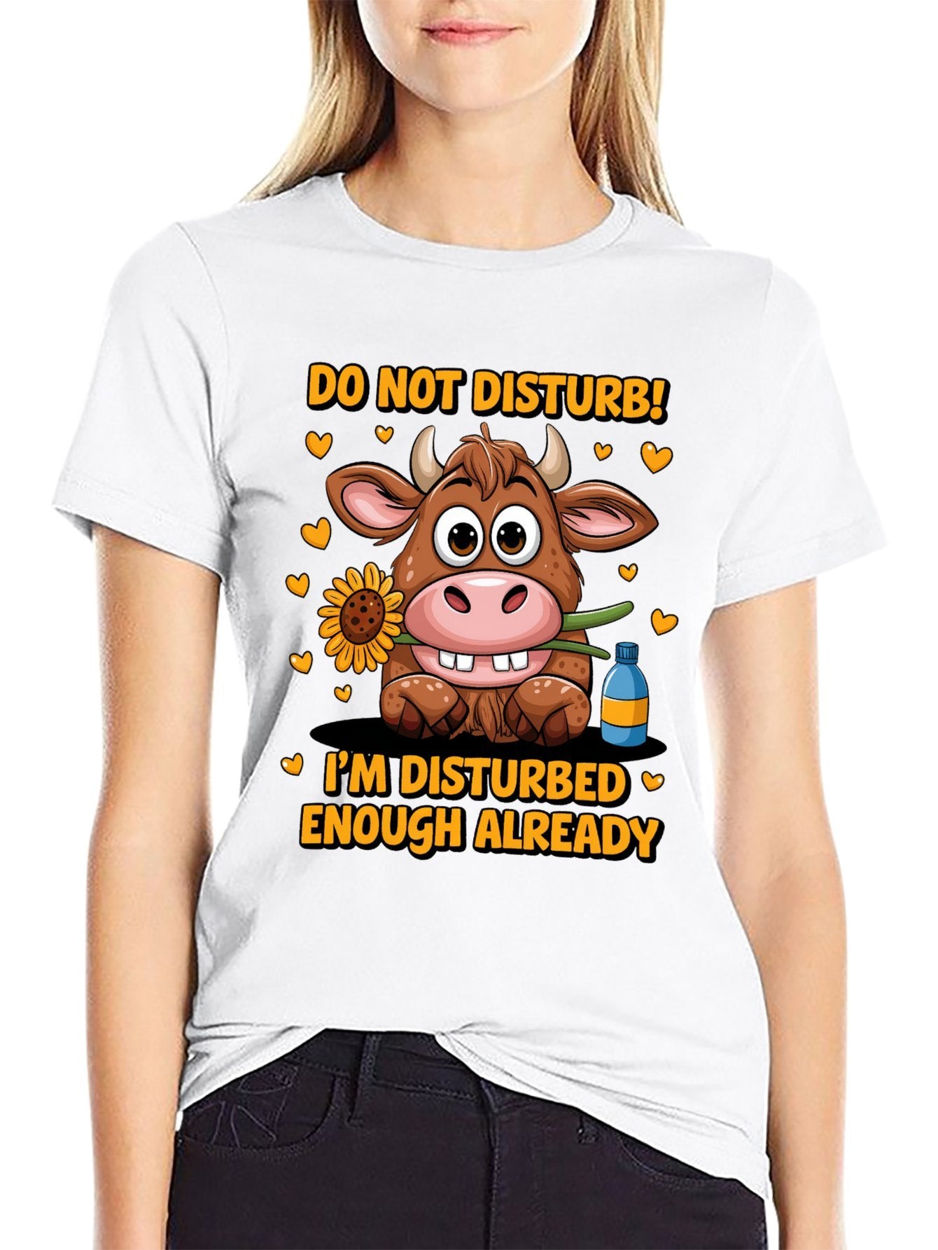 Funny Animals Unisex Cotton T-Shirt with Front Heat Transfer Print Xg2wd22hk95d
