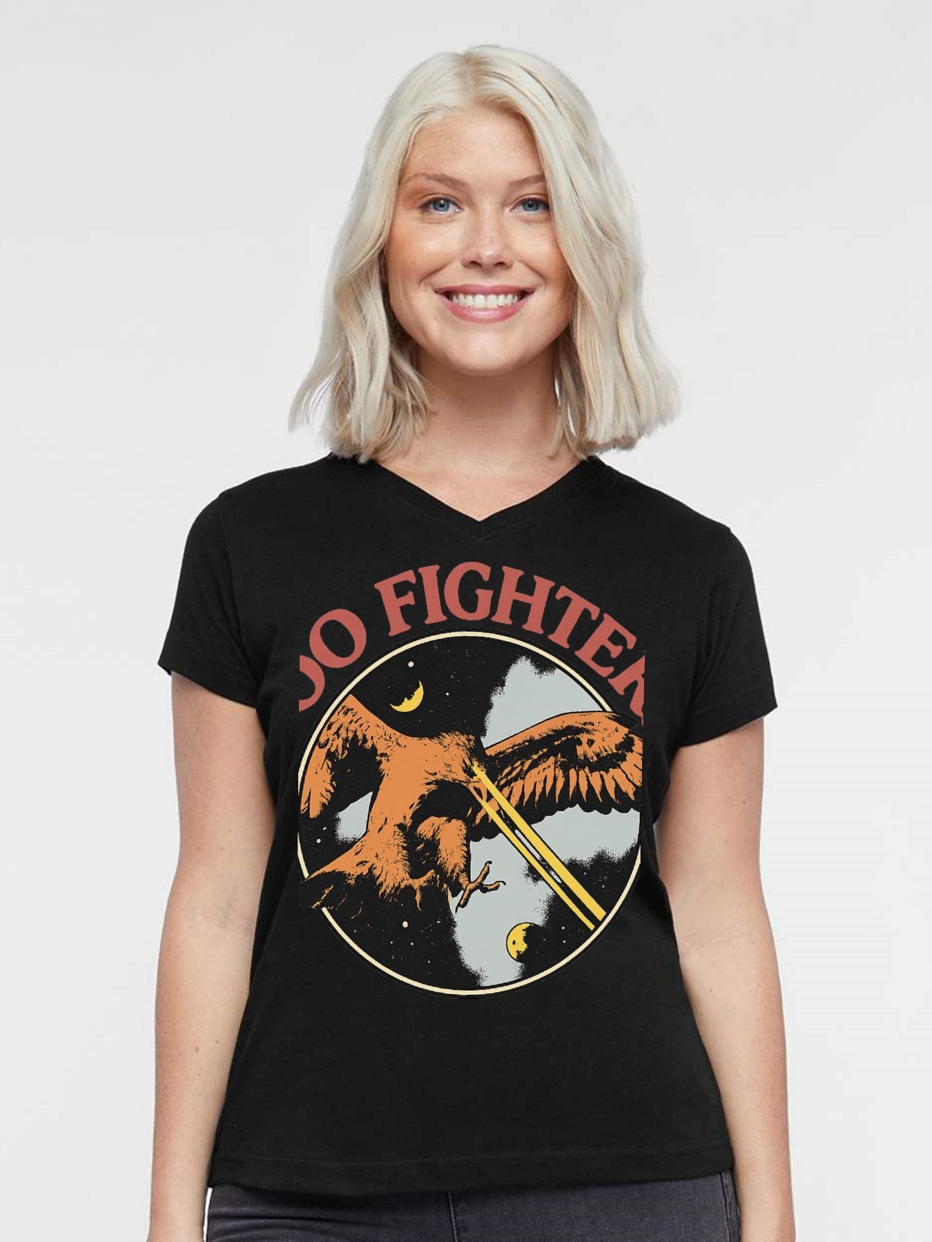 V-neck Women's Cotton T-shirt Foo Fighters