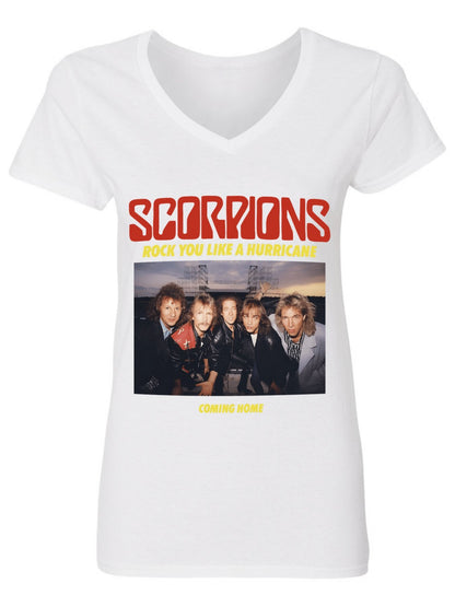 V-neck Women's Cotton T-shirt ROCK YOU LIKE A HURRICANE