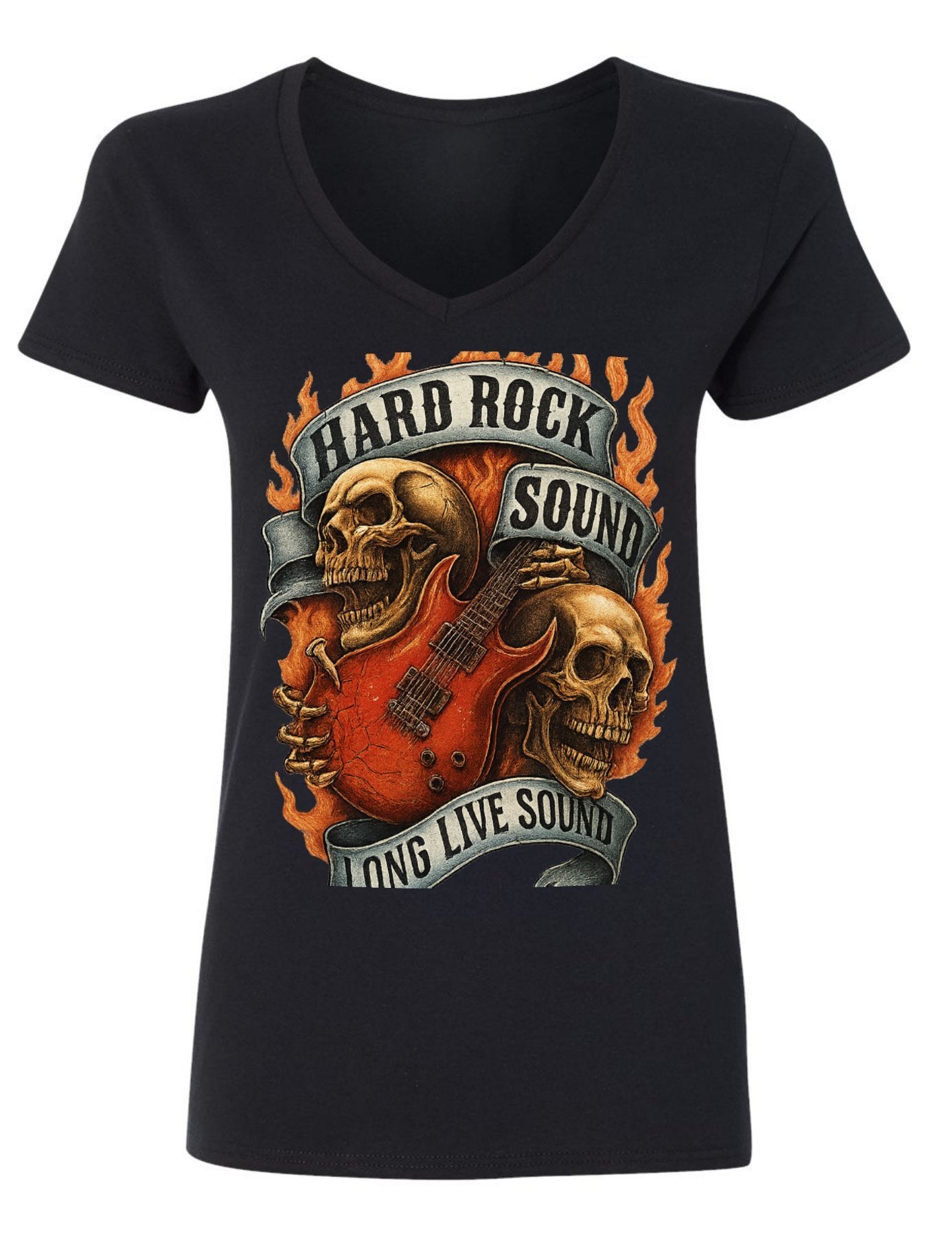 V-neck Women's Cotton T-shirt HARD ROCK SOUND