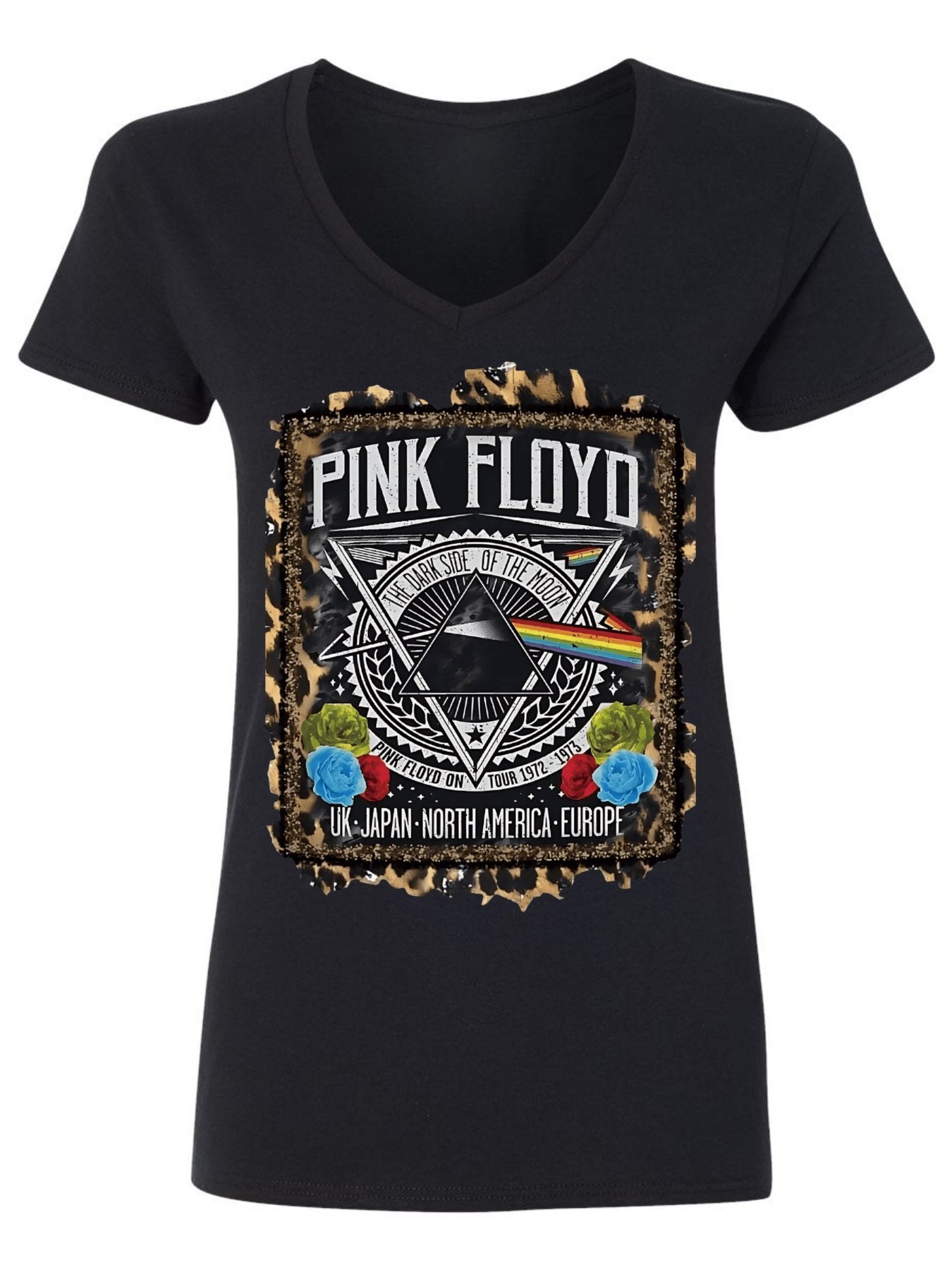 V-neck Women's Cotton T-shirt PINK FLOYD