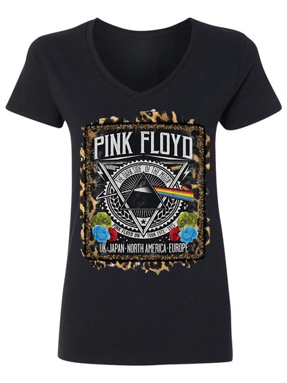 V-neck Women's Cotton T-shirt PINK FLOYD