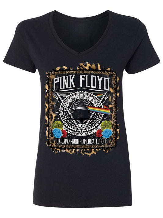 V-neck Women's Cotton T-shirt PINK FLOYD