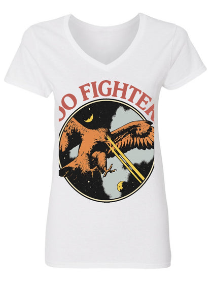V-neck Women's Cotton T-shirt Foo Fighters