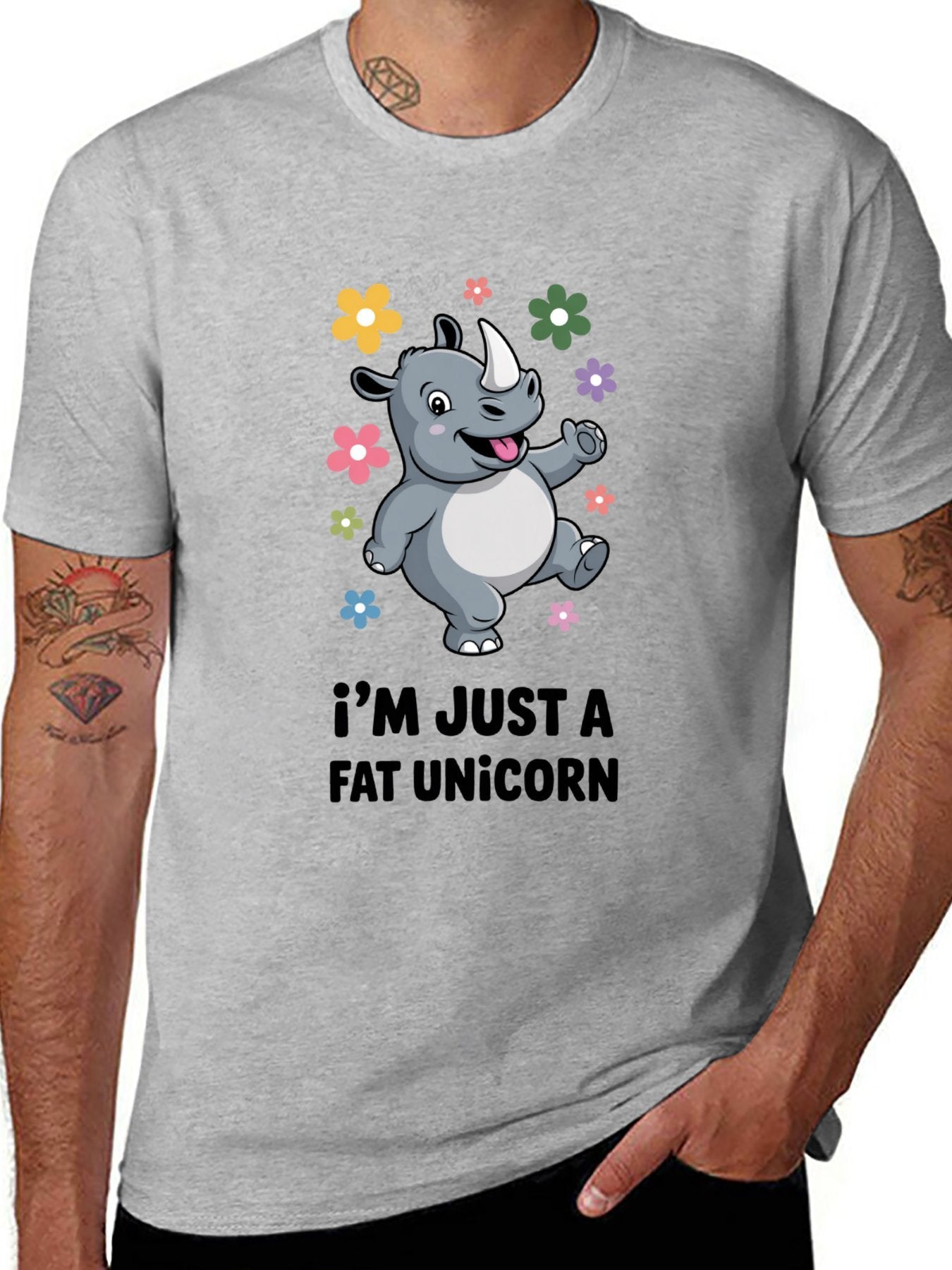 Funny Animals Unisex Cotton T-Shirt with Front Heat Transfer Print Xg2wdsm244tx