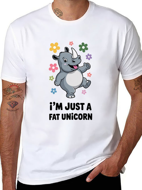 Funny Animals Unisex Cotton T-Shirt with Front Heat Transfer Print Xg2wdsm244tx