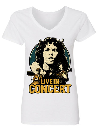 V-neck Women's Cotton T-shirt LIVE IN CONCERT