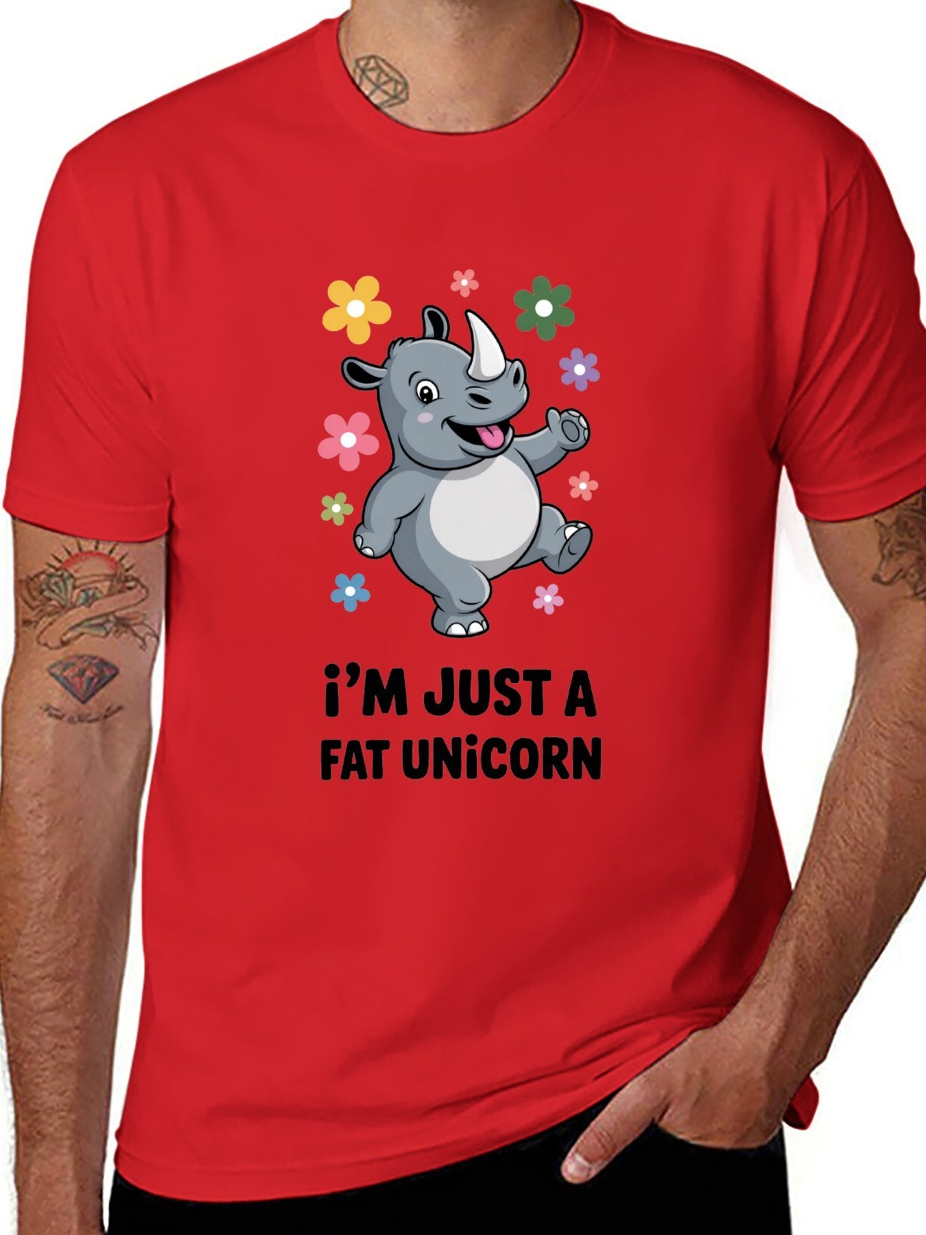 Funny Animals Unisex Cotton T-Shirt with Front Heat Transfer Print Xg2wdsm244tx