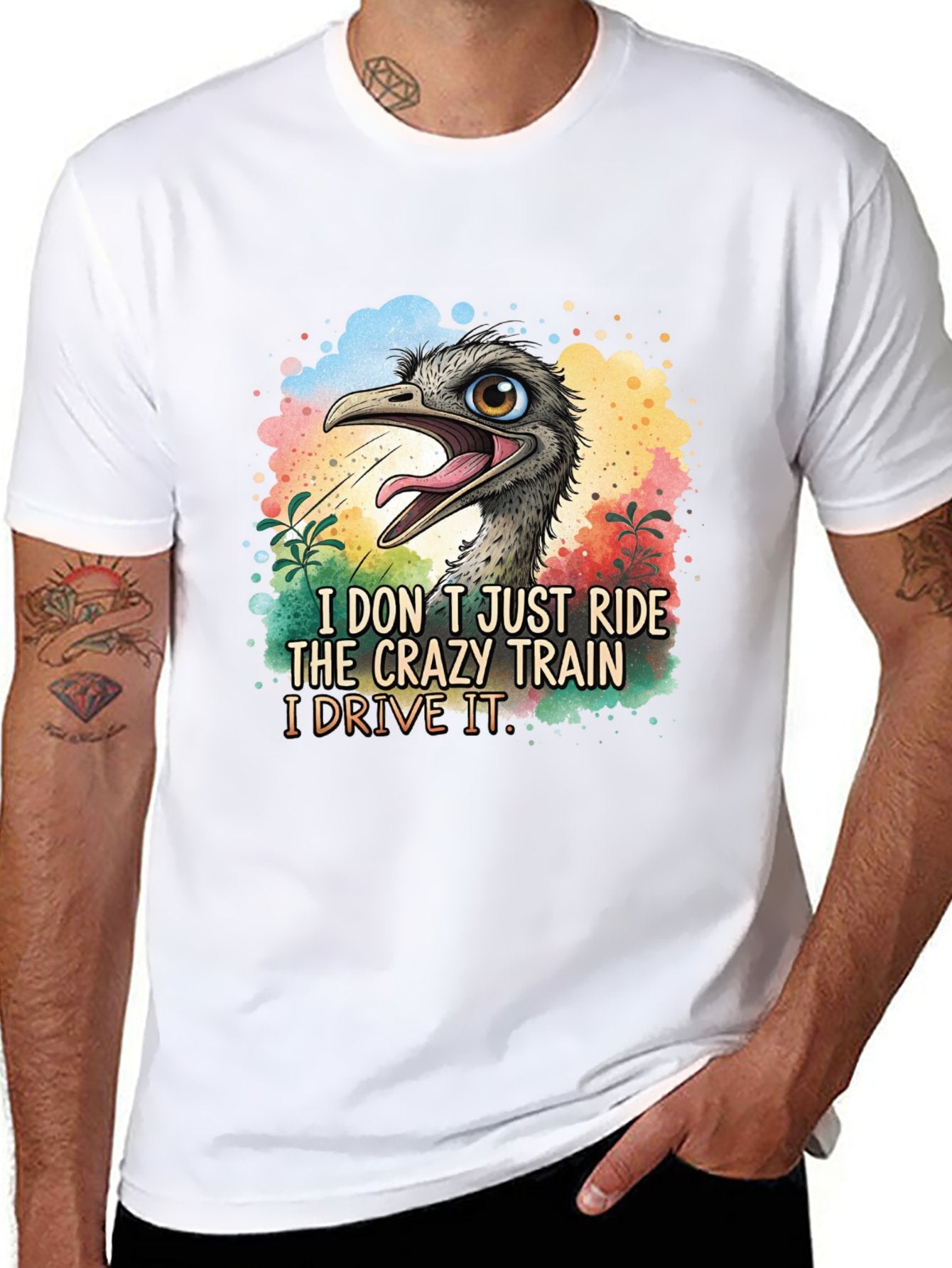 Funny Animals Unisex Cotton T-Shirt with Front Heat Transfer Print Xg2wdsghu3oc