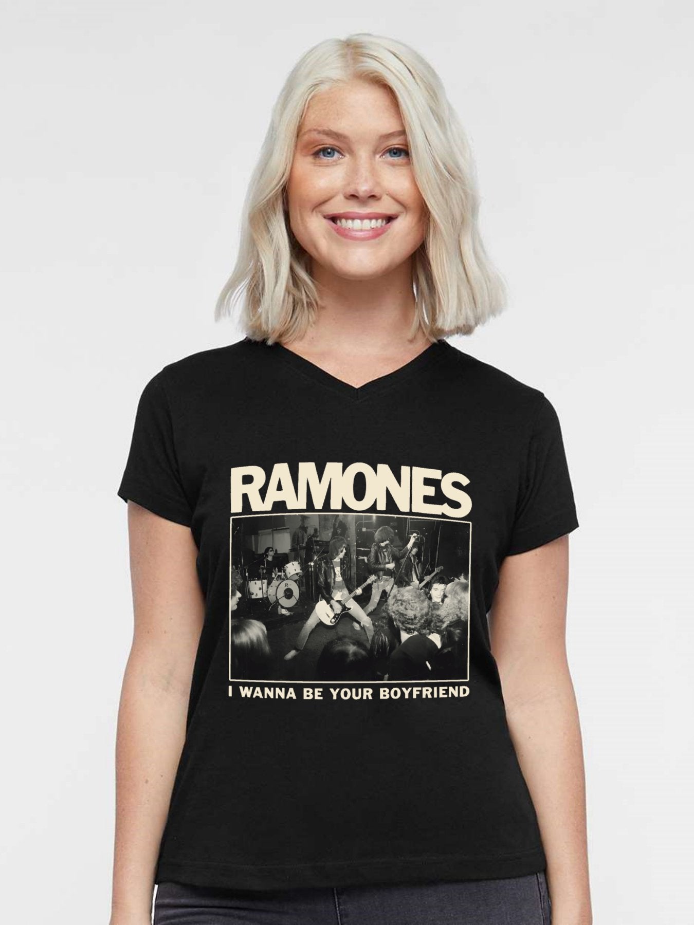 V-neck Women's Cotton T-shirt ROMONES