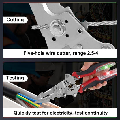 Multifunctional Wire Stripper with Electrical Testing 11-IN-1 Wire Stripping Tool for Electrical Repair & DIY (Black & Red)