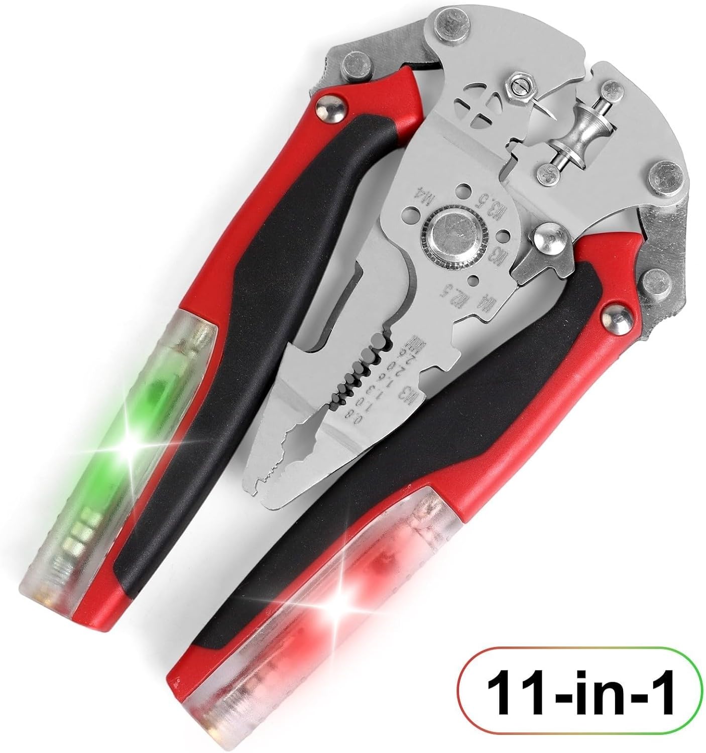Multifunctional Wire Stripper with Electrical Testing 11-IN-1 Wire Stripping Tool for Electrical Repair & DIY (Black & Red)