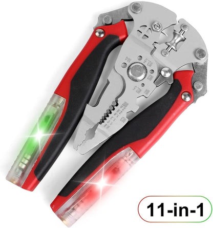 Multifunctional Wire Stripper with Electrical Testing 11-IN-1 Wire Stripping Tool for Electrical Repair & DIY (Black & Red)