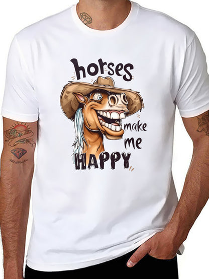 Funny Animals Unisex Cotton T-Shirt with Front Heat Transfer Print Xg2wd2lpy0g1