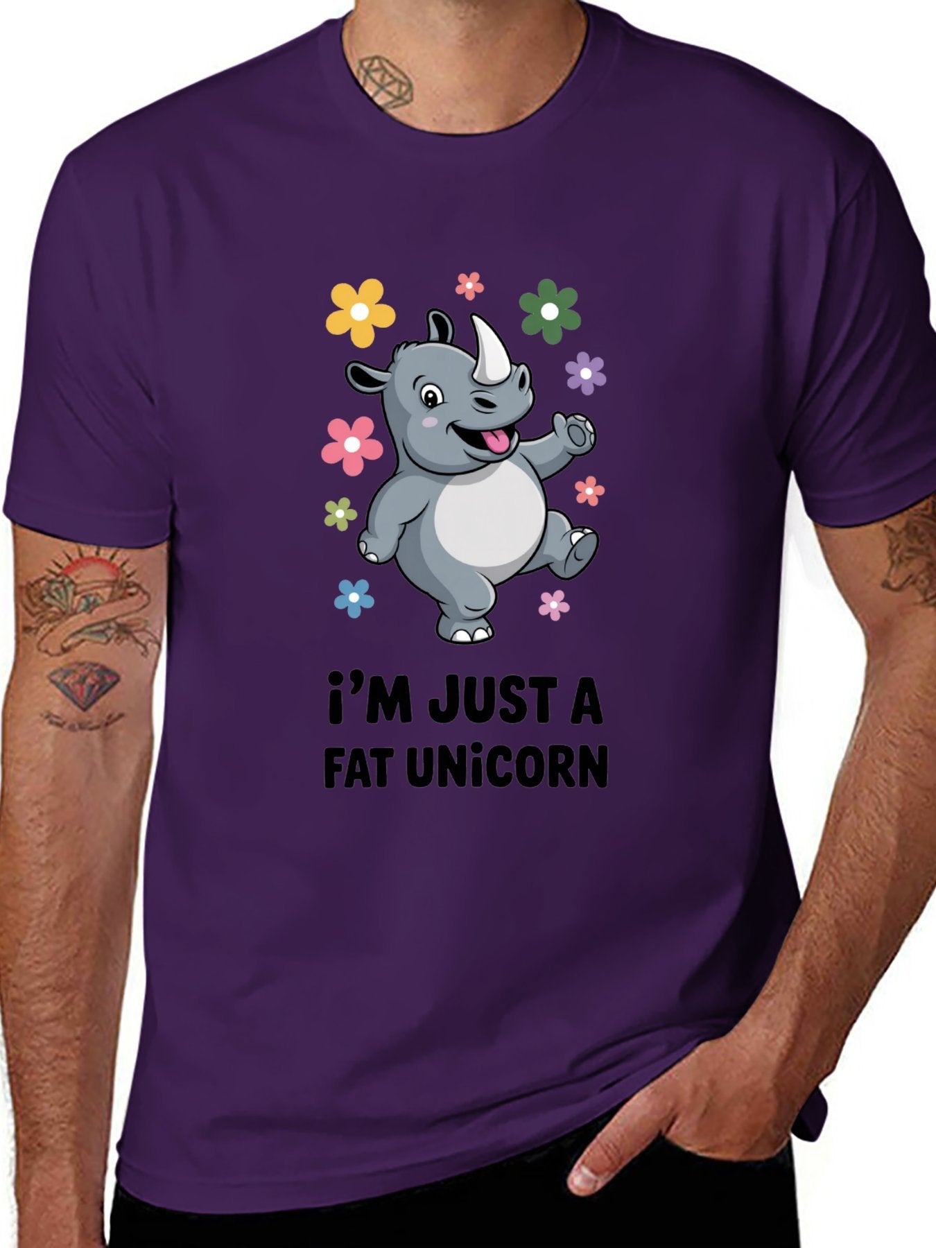 Funny Animals Unisex Cotton T-Shirt with Front Heat Transfer Print Xg2wdsm244tx
