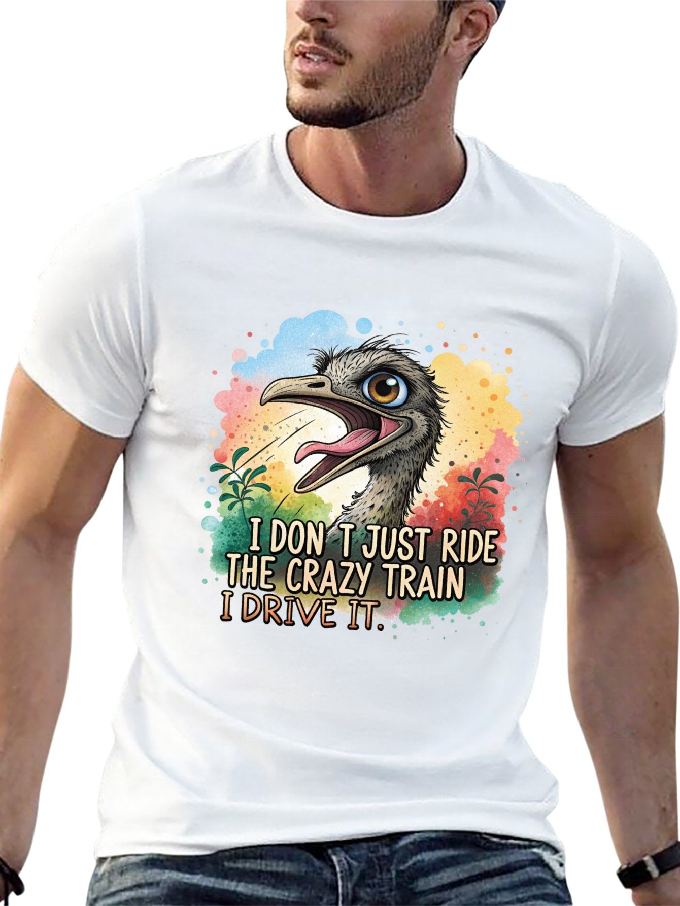 Funny Animals Unisex Cotton T-Shirt with Front Heat Transfer Print Xg2wdsghu3oc