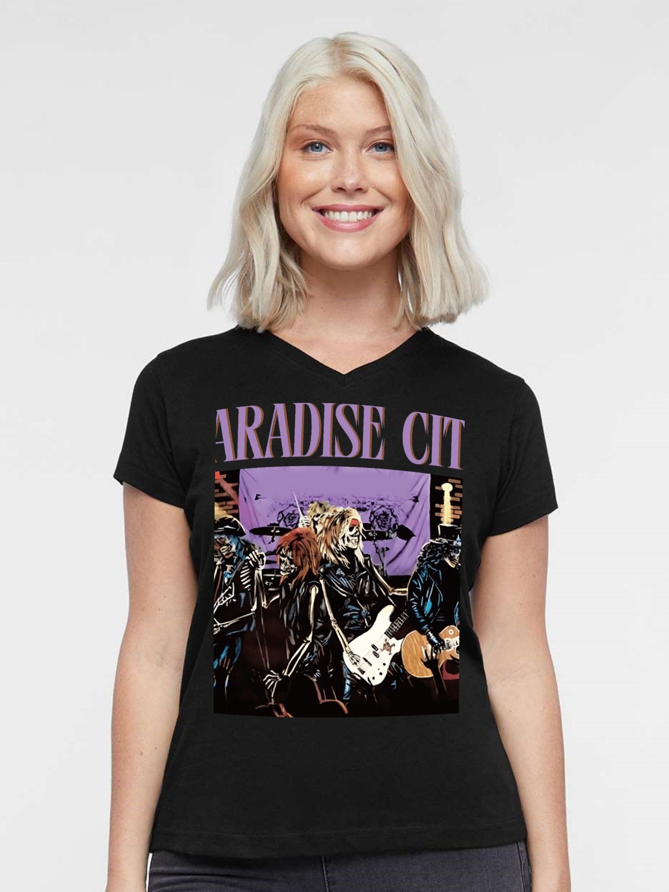 V-neck Women's Cotton T-shirt PARADISE CITY