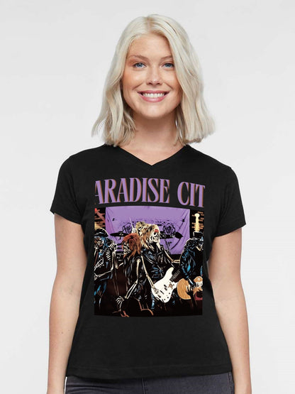 V-neck Women's Cotton T-shirt PARADISE CITY