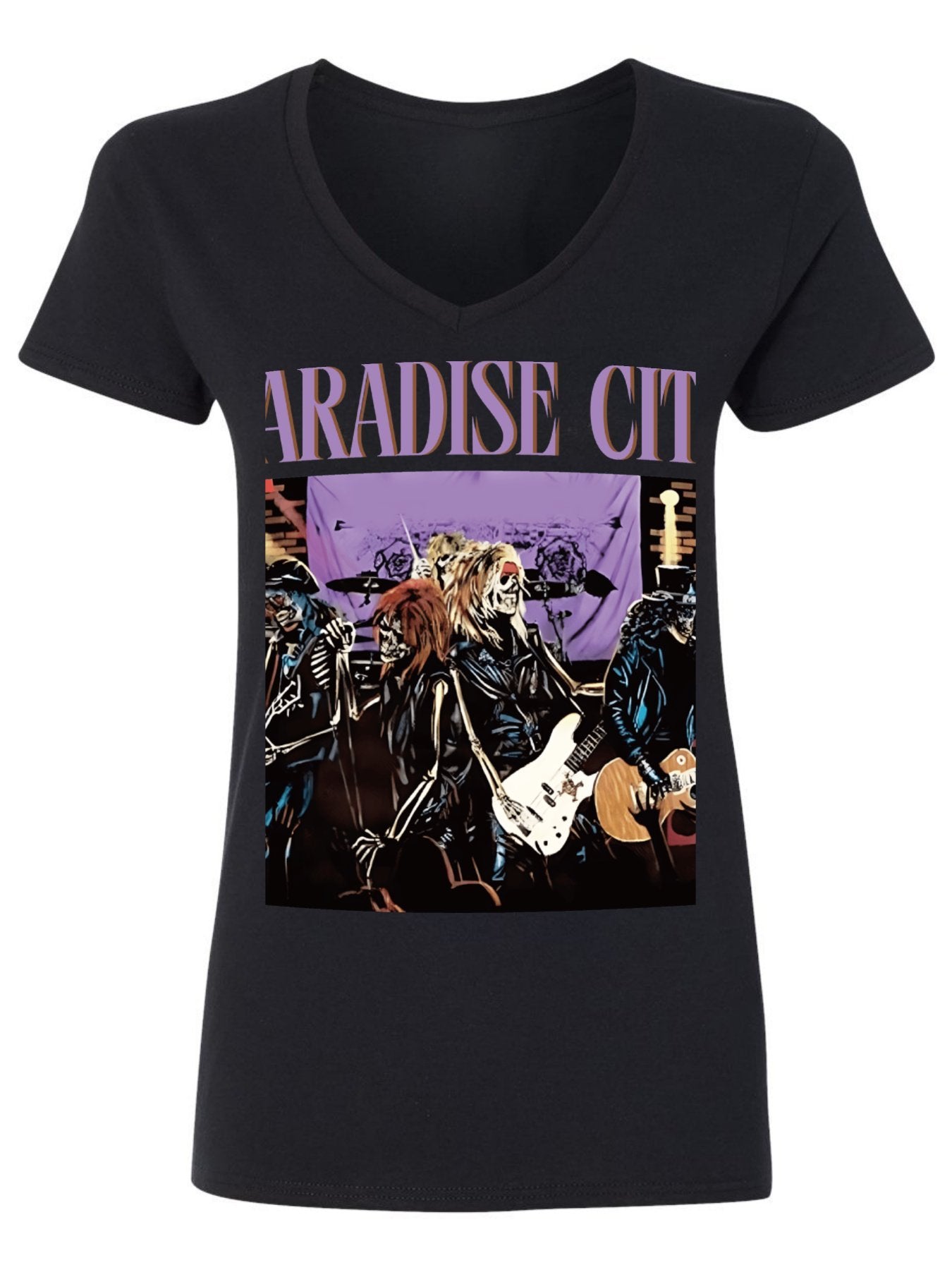 V-neck Women's Cotton T-shirt PARADISE CITY