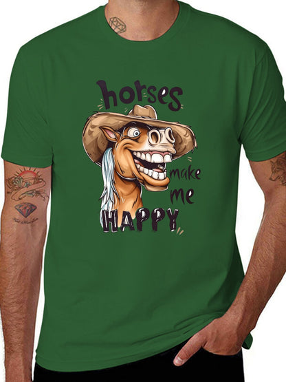 Funny Animals Unisex Cotton T-Shirt with Front Heat Transfer Print Xg2wd2lpy0g1