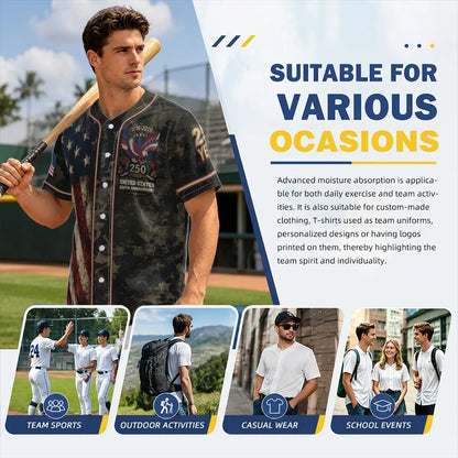 USA 250th Anniversary Baseball 1776-2026 Patriotic Shirt