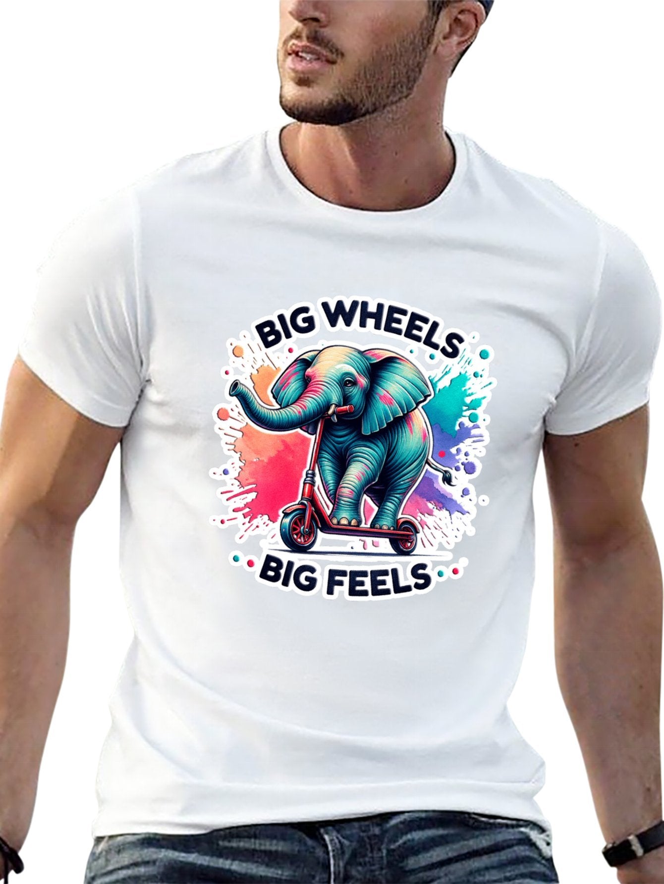 Funny Animals Unisex Cotton T-Shirt with Front Heat Transfer Print Xg2wd21tt06t