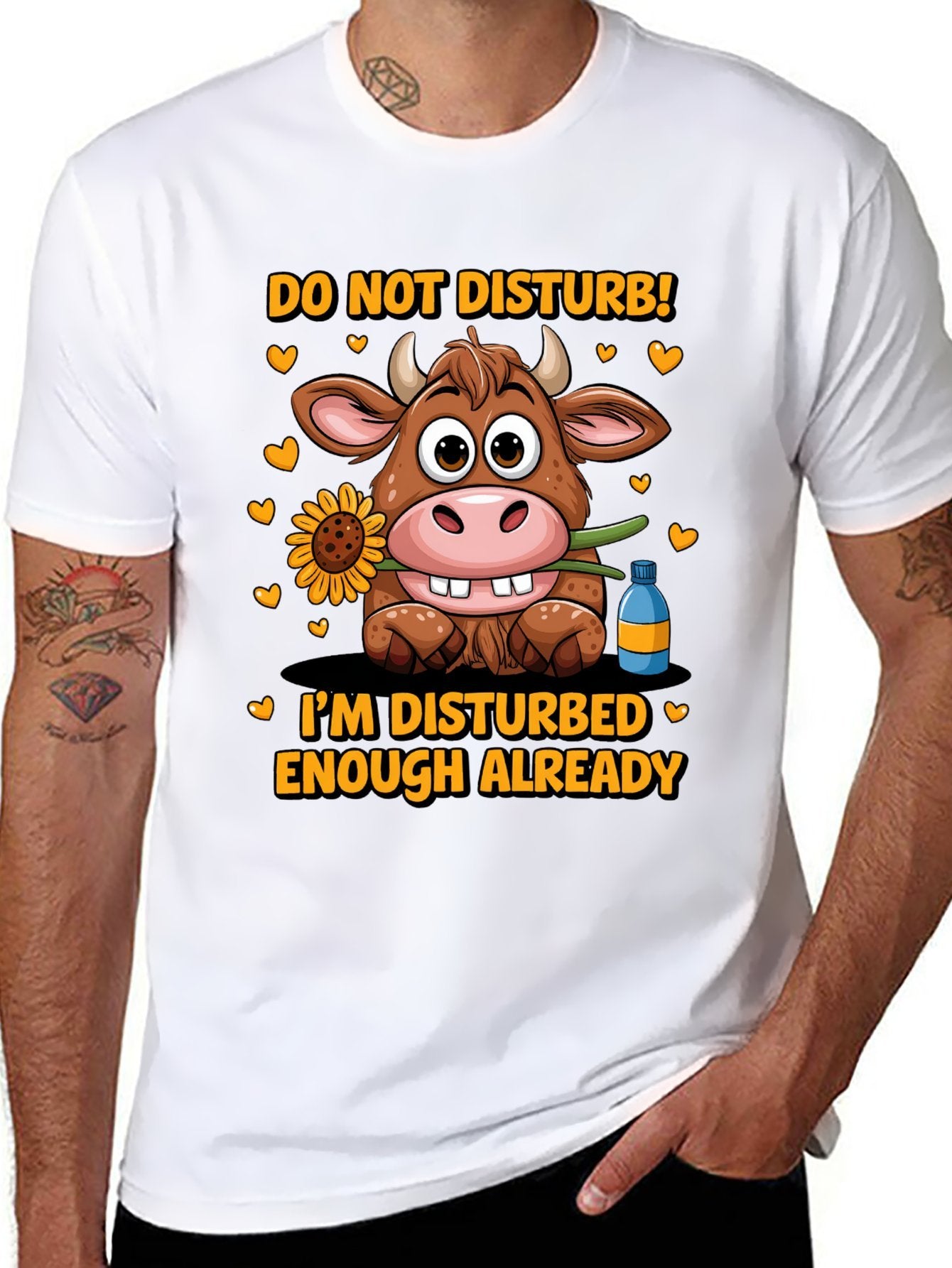 Funny Animals Unisex Cotton T-Shirt with Front Heat Transfer Print Xg2wd22hk95d