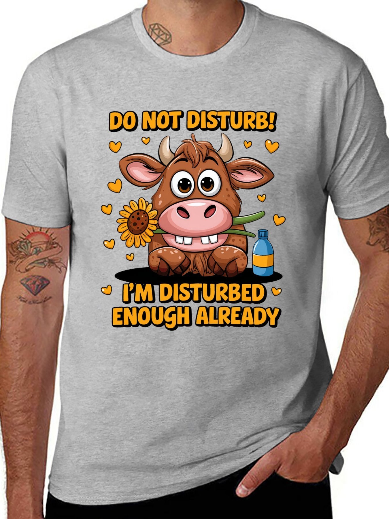 Funny Animals Unisex Cotton T-Shirt with Front Heat Transfer Print Xg2wd22hk95d