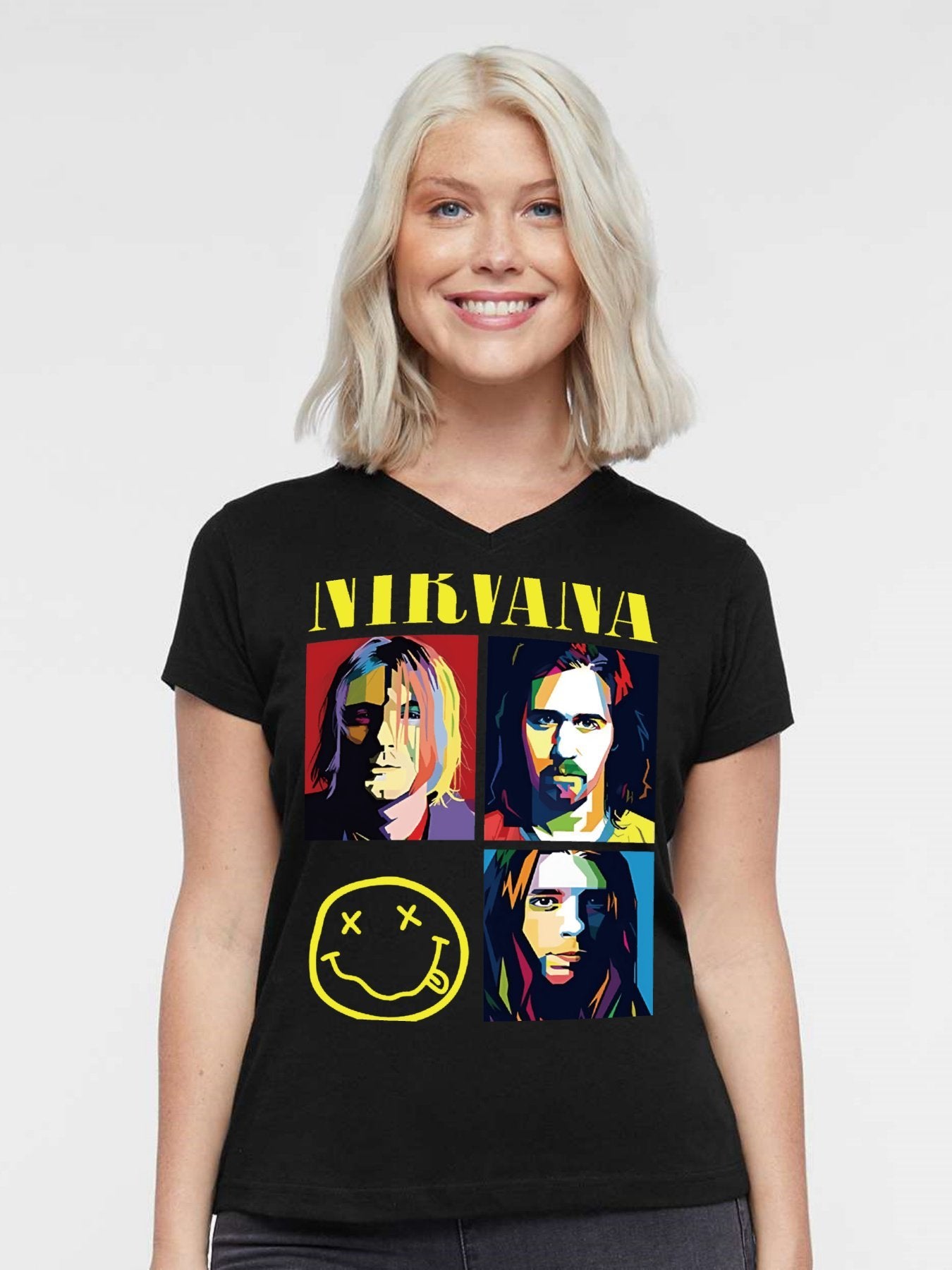 V-neck Women's Cotton T-shirt NIRVANA