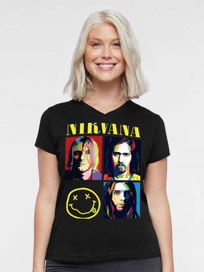 V-neck Women's Cotton T-shirt NIRVANA